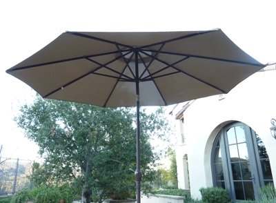 9ft Aluminum Patio Garden Market Umbrella with Crank and Tilt Mechanism Taupe - Formosa Covers