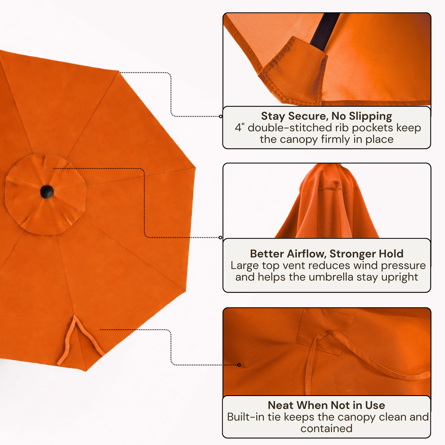 11ft Cantilever Hanging Umbrella 8 Rib Replacement Canopy Tuscan Orange - Formosa Covers