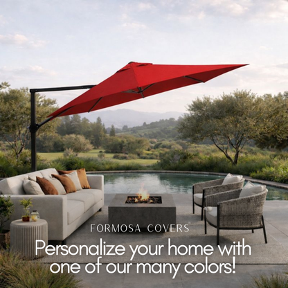 10ft Cantilever Supported Bar Umbrella 8 Rib Replacement Canopy Red - Formosa Covers