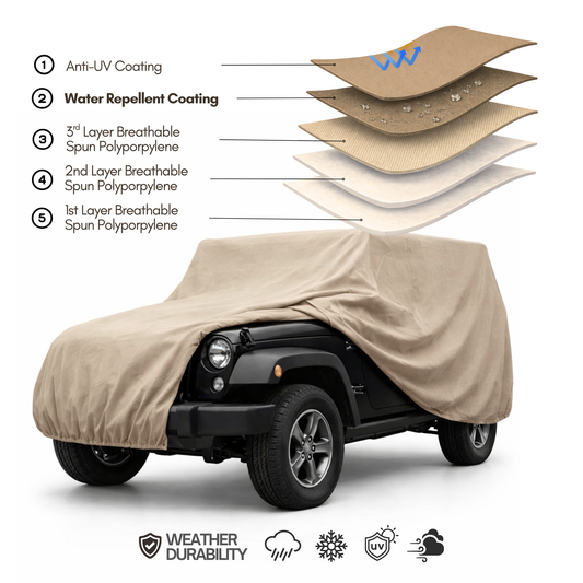 Jeep Cover fits 2007-2022 Jeep Wrangler 4 doors Unlimited in Taupe - Formosa Covers