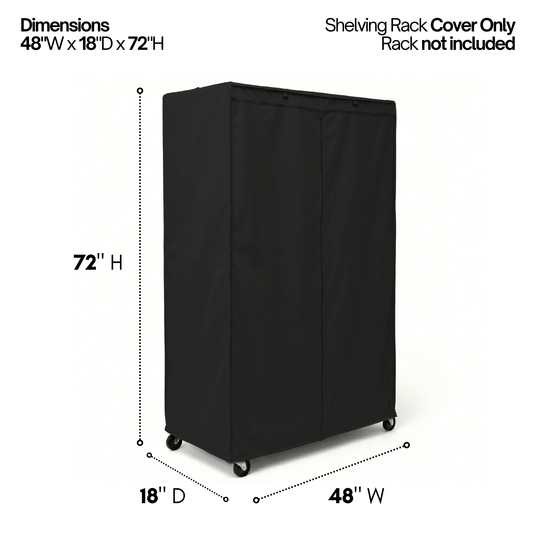 Storage Shelving Unit Cover, fits racks 48"W x 18"D x 72"H in Black - Formosa Covers