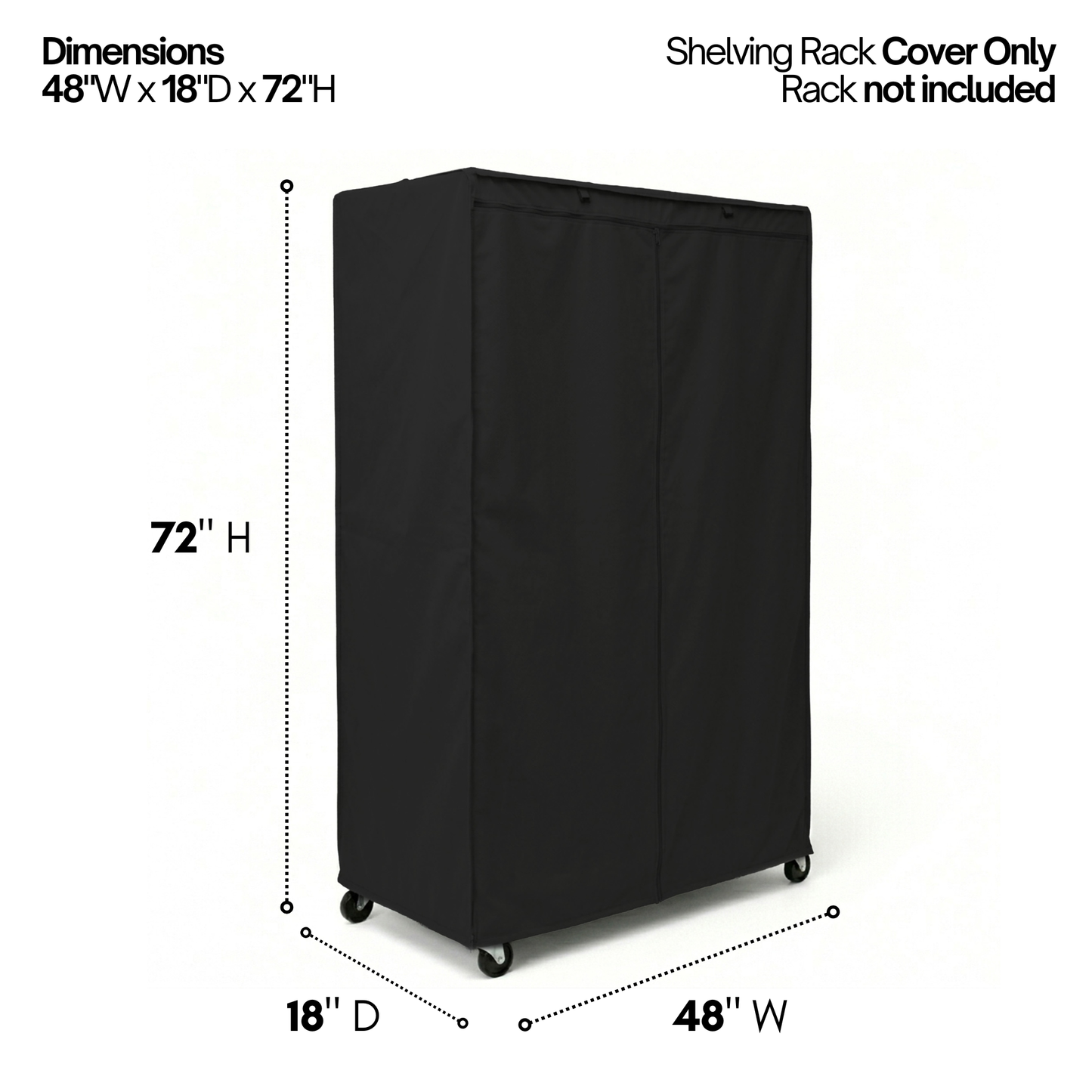 Storage Shelving Unit Cover, fits racks 48"W x 18"D x 72"H in Black - Formosa Covers