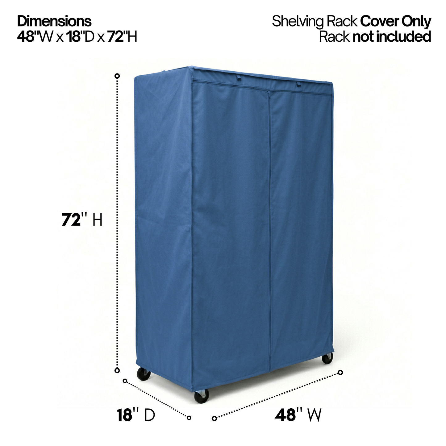 Storage Shelving Unit Cover, fits racks 48"W x 18"D x 72"H in Dusty Blue - Formosa Covers