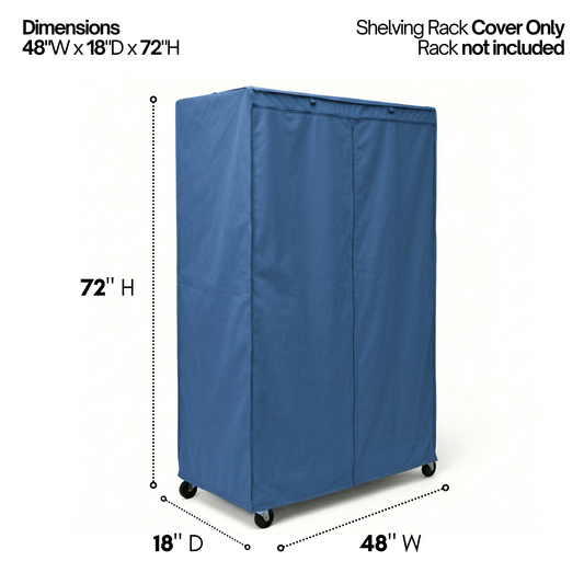 Storage Shelving Unit Cover, fits racks 48"W x 18"D x 72"H in Dusty Blue