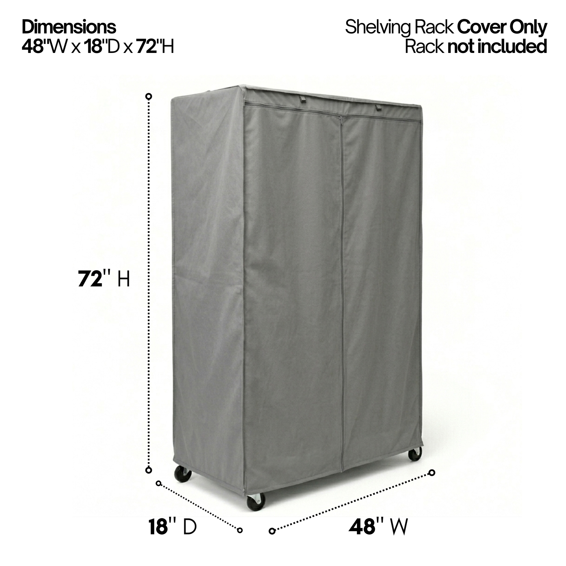Storage Shelving Unit Cover, fits racks 48"W x 18"D x 72"H in Grey - Formosa Covers