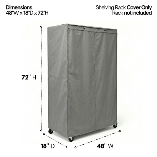 Storage Shelving Unit Cover, fits racks 48"W x 18"D x 72"H in Grey - Formosa Covers