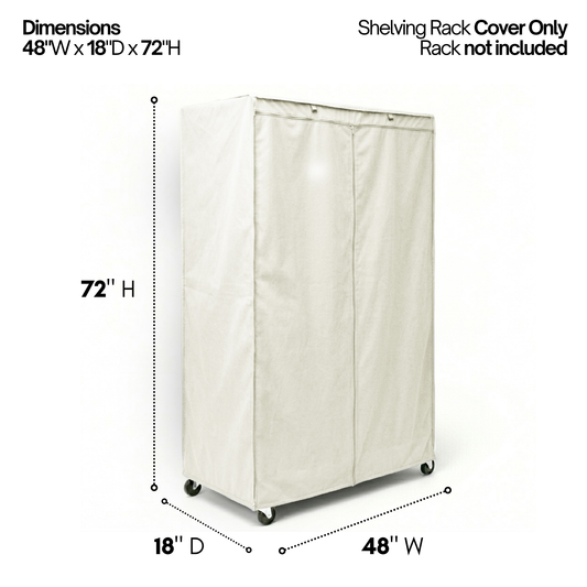Storage Shelving Unit Cover, fits racks 48"W x 18"D x 72"H in Off White - Formosa Covers