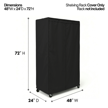 Storage Shelving Unit Cover, fits racks 48"W x 24"D x 72"H in Black