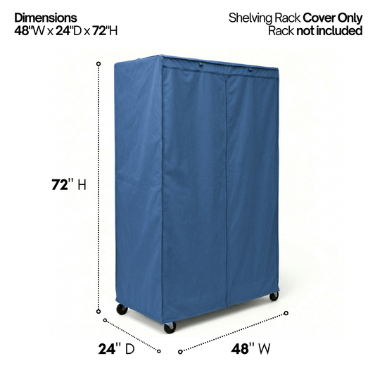 Storage Shelving Unit Cover, fits racks 48"W x 24"D x 72"H in Dusty Blue