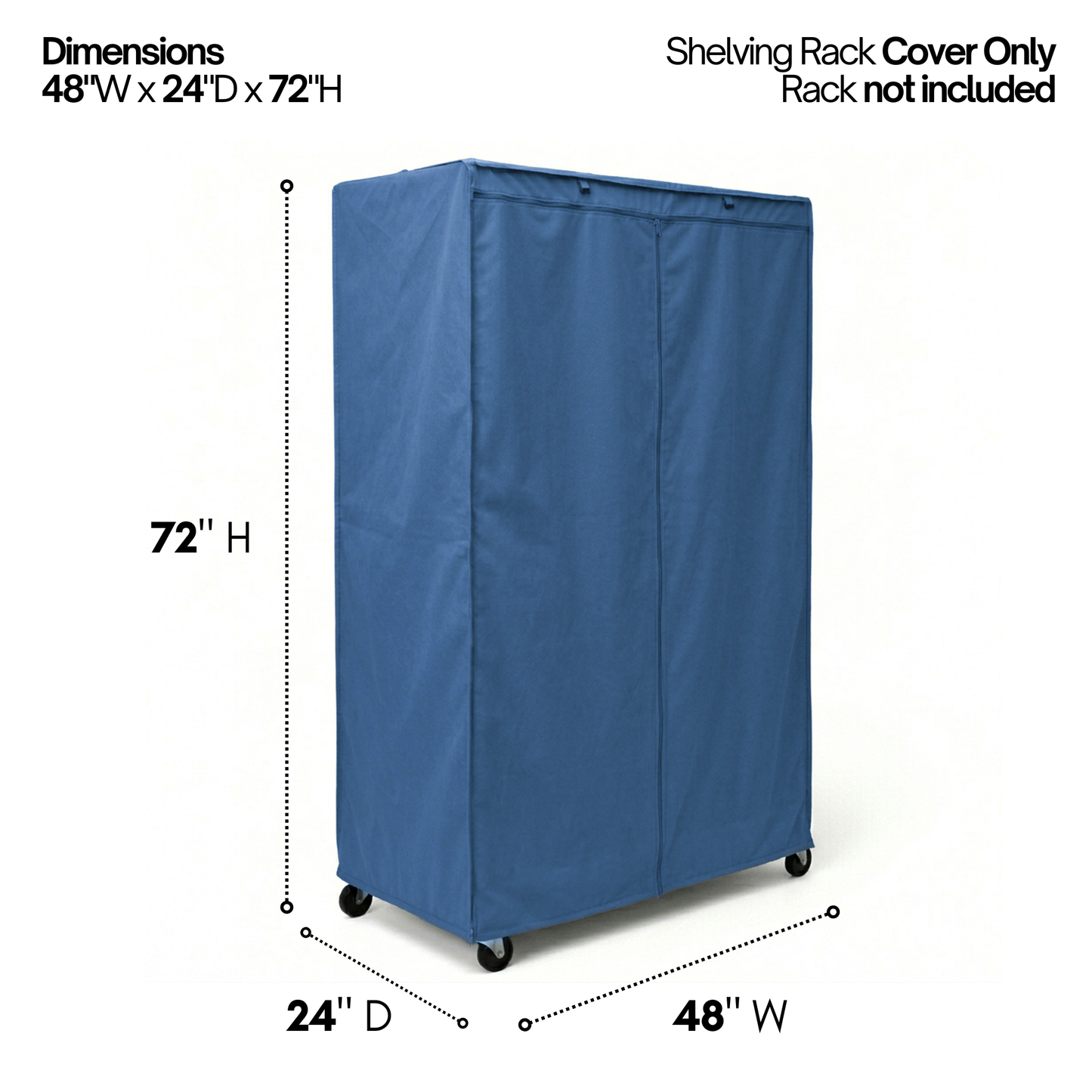 Storage Shelving Unit Cover, fits racks 48"W x 24"D x 72"H in Dusty Blue