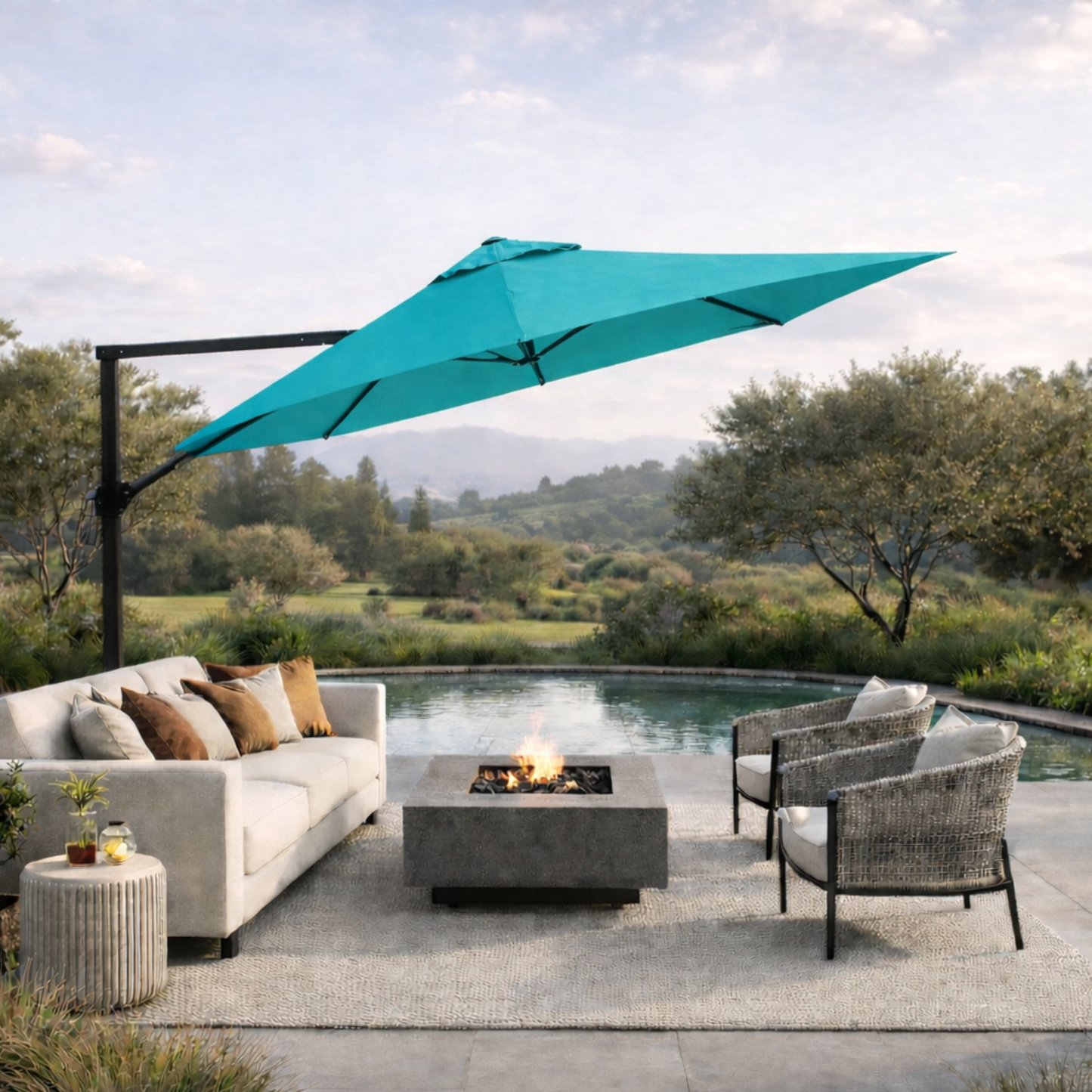 11 ft Cantilever Umbrella Replacement Canopy Supported Bar 8 Ribs Aruba Turquoise - Formosa Covers