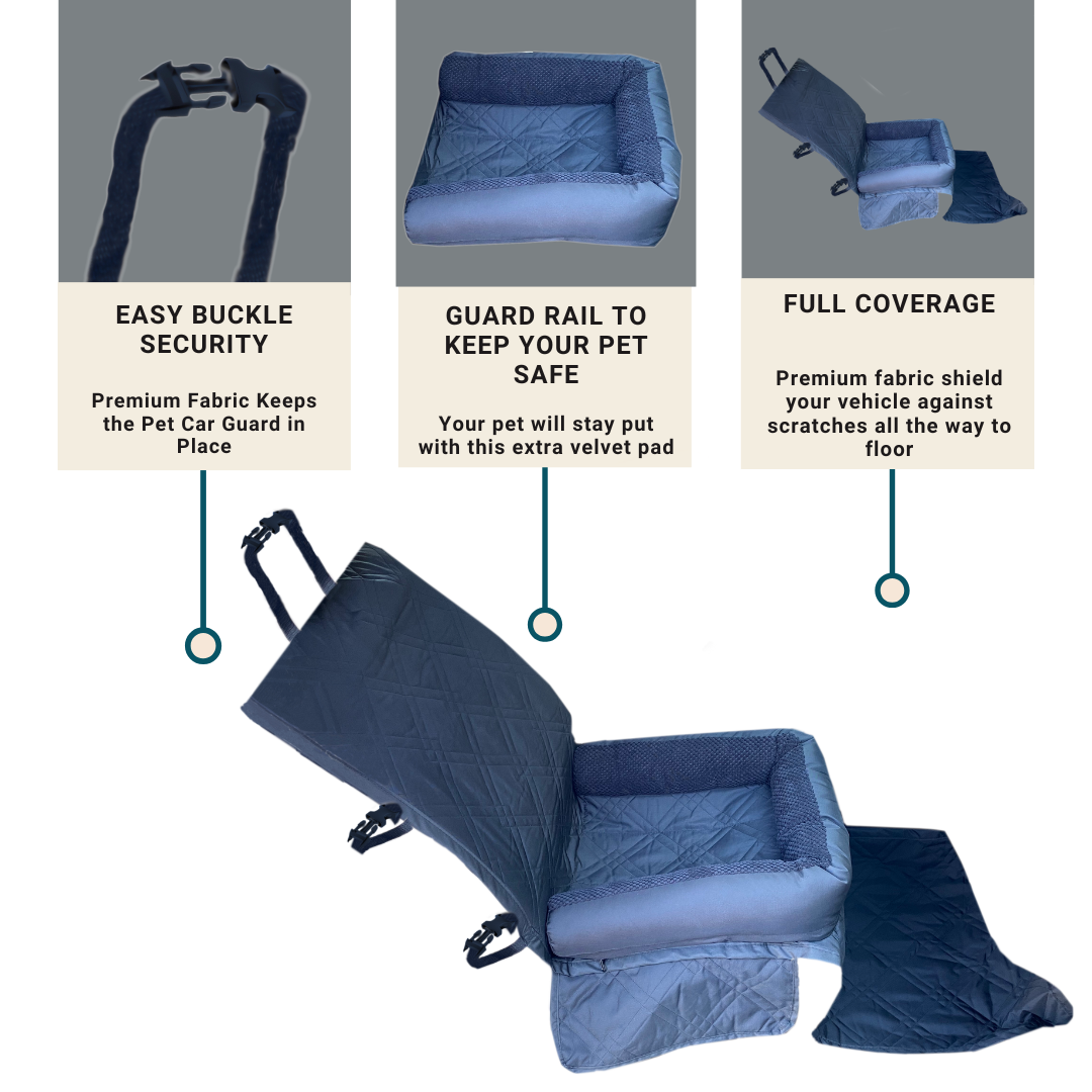 Deluxe Waterproof Front Seat Dog Bed Cover – Pet Guard Single Seat Protector Black (21" W x 72" L) - Formosa Covers