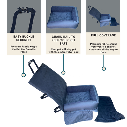 Deluxe Waterproof Front Seat Dog Bed Cover – Pet Guard Single Seat Protector Black (21" W x 72" L) - Formosa Covers