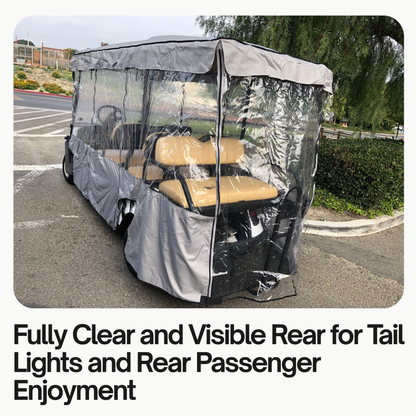 6 Passenger Driving Enclosure Golf Cart Cover fits EZGO 4+2 Bench - Formosa Covers