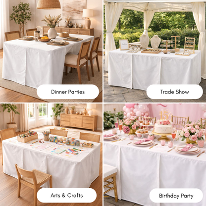 6ft Premium Fitted Tablecloth for 72" x 30" Rectangular Table - Wedding/Banquet/Trade Show - Polyester Cloth Fabric Cover - Off White - Formosa Covers
