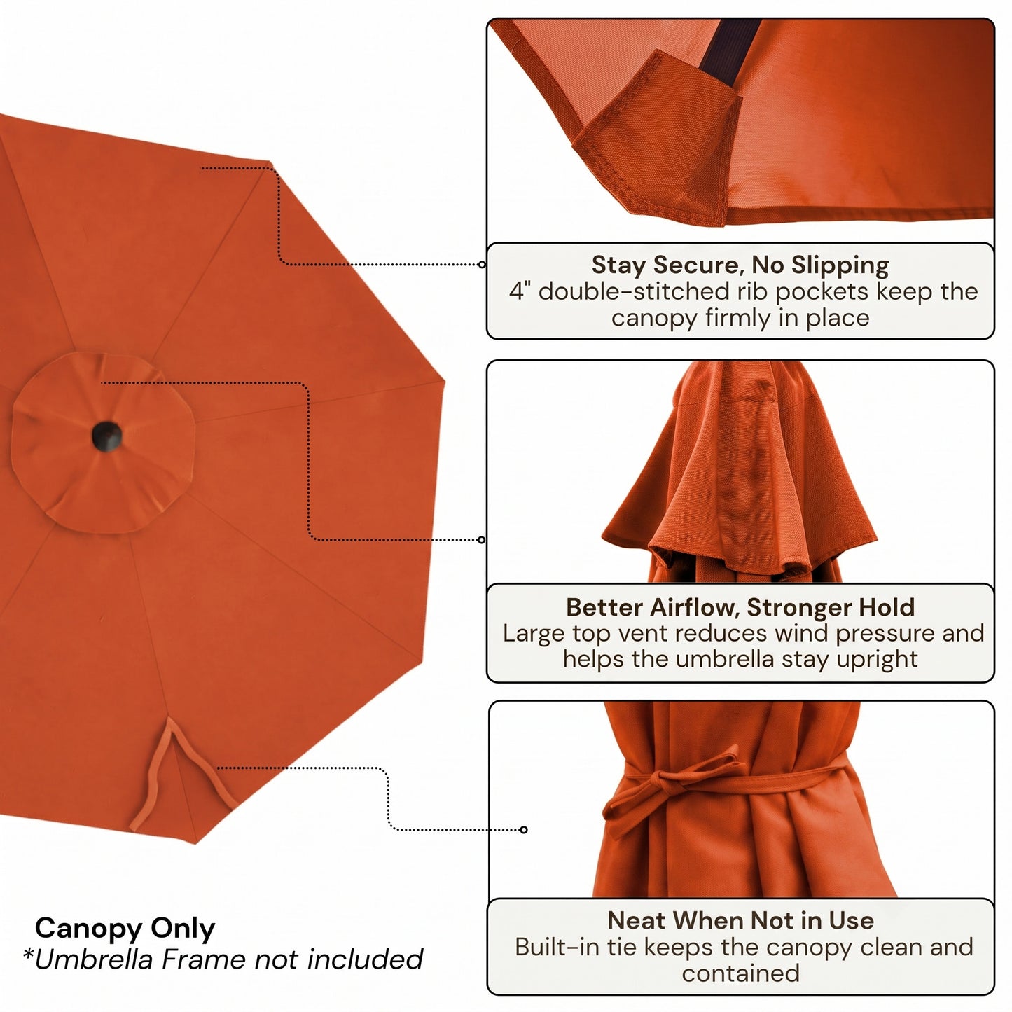 9ft Market Patio Umbrella 8 Rib Replacement Canopy Terracotta - Formosa Covers