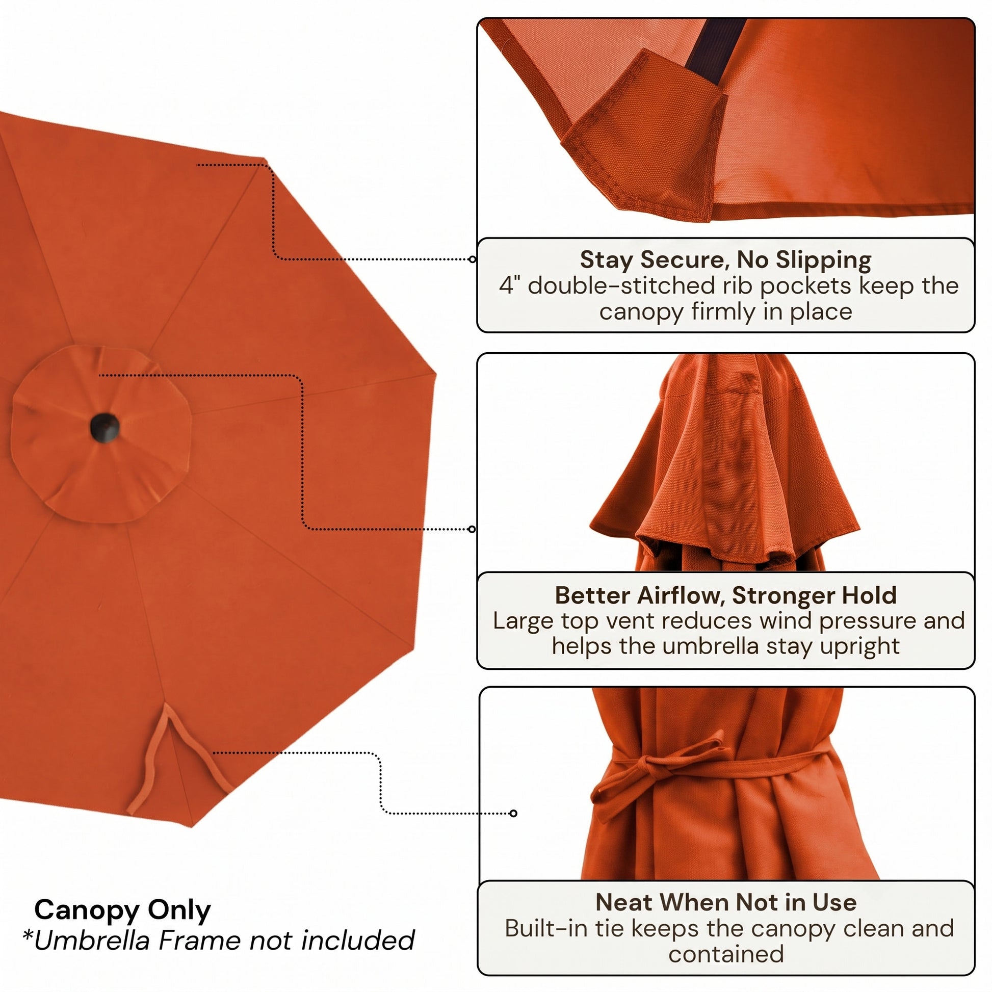 9ft Market Patio Umbrella 8 Rib Replacement Canopy Terracotta - Formosa Covers