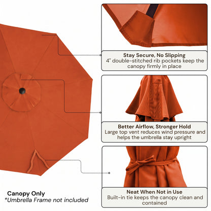 9ft Market Patio Umbrella 8 Rib Replacement Canopy Terracotta - Formosa Covers