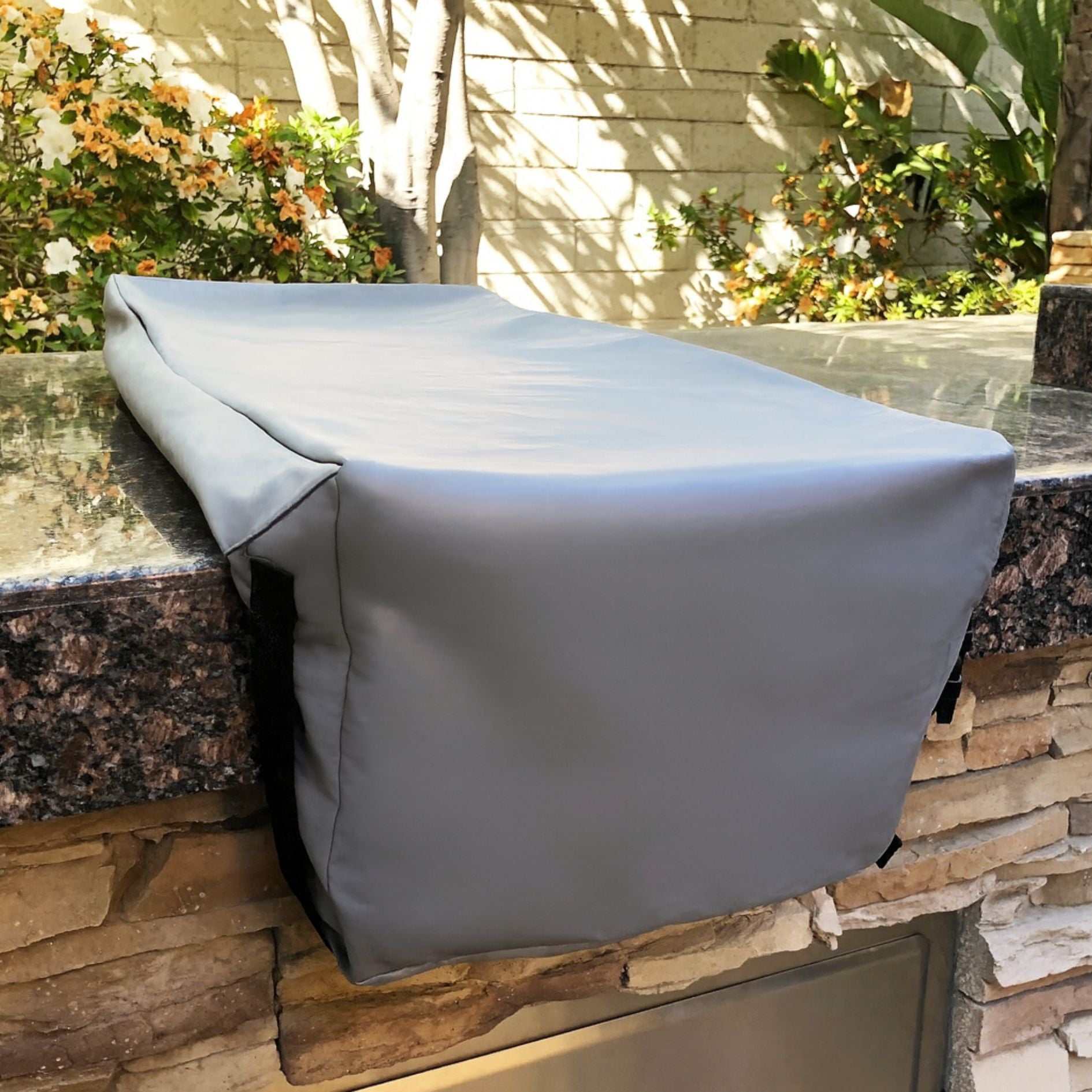 Outdoor Built-In Side Burner Cover in Grey Vinyl 13.75"W x 30"D