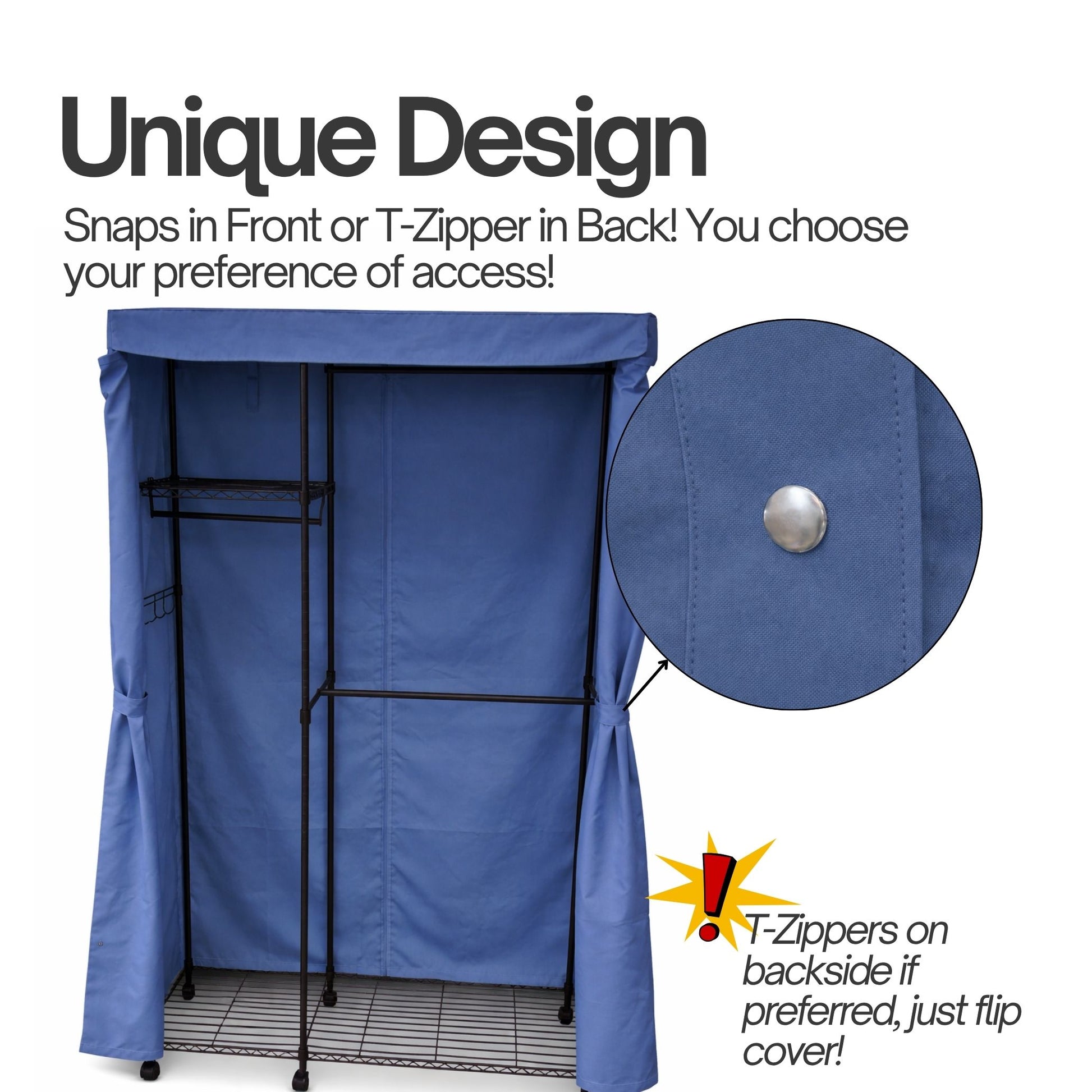 Portable Garment Rack Cover 48"W x 18"D x 75"H Dusty Blue - Formosa Covers