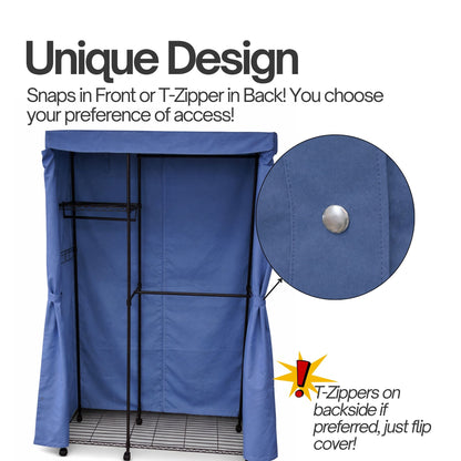 Portable Garment Rack Cover 48"W x 18"D x 75"H Dusty Blue - Formosa Covers
