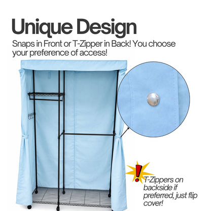 Portable Garment Rack Cover 36"W x 18"D x 68"H Glacier Blue - Formosa Covers
