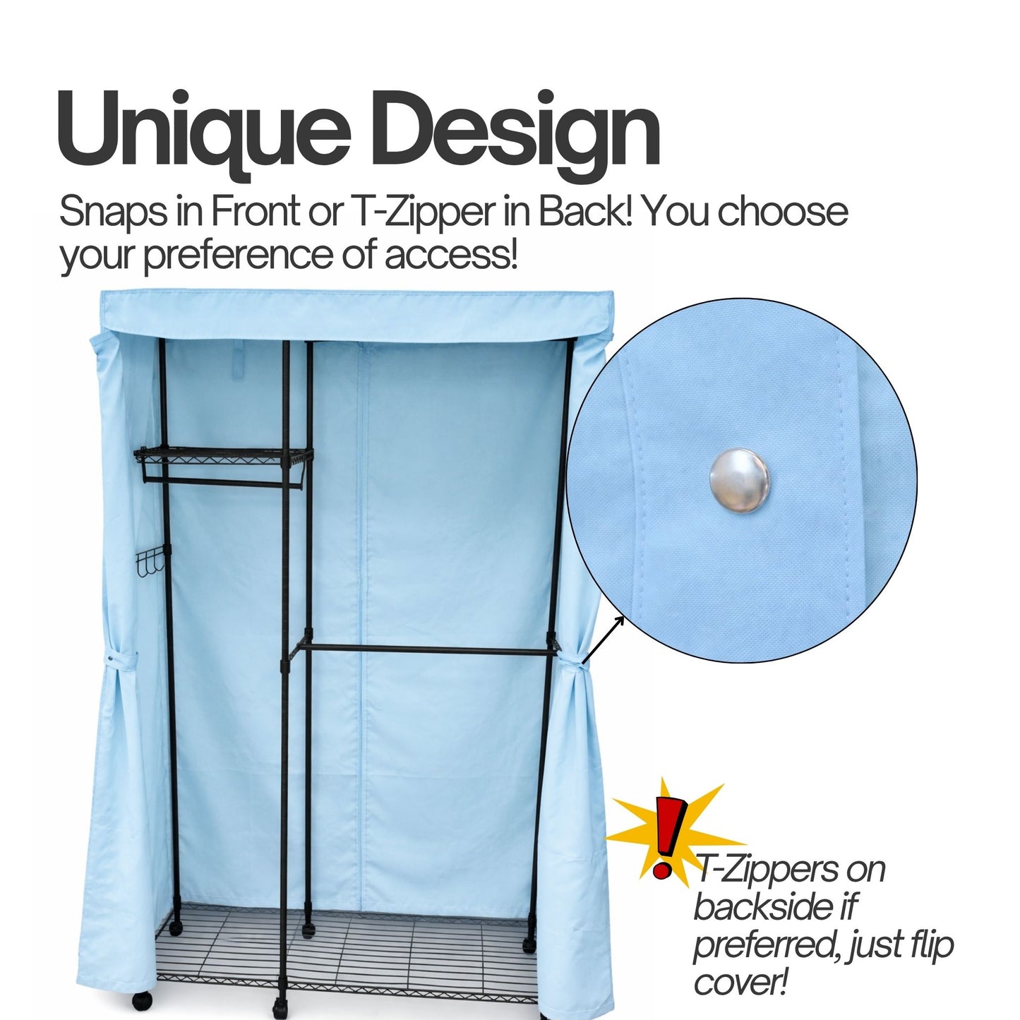 Portable Garment Rack Cover 48"W x 18"D x 75"H Glacier Blue - Formosa Covers