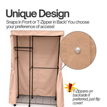 Portable Garment Rack Cover 48"W x 18"D x 75"H Beige Khaki - Formosa Covers