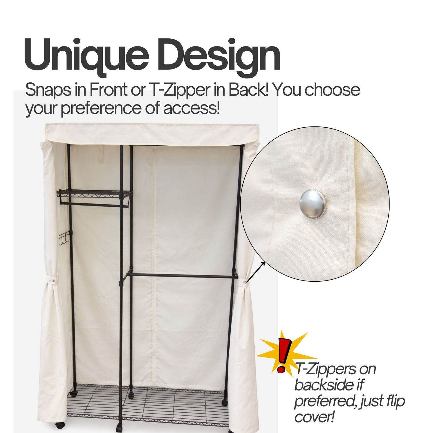 Portable Garment Rack Cover 48"W x 18"D x 75"H Off-White - Formosa Covers