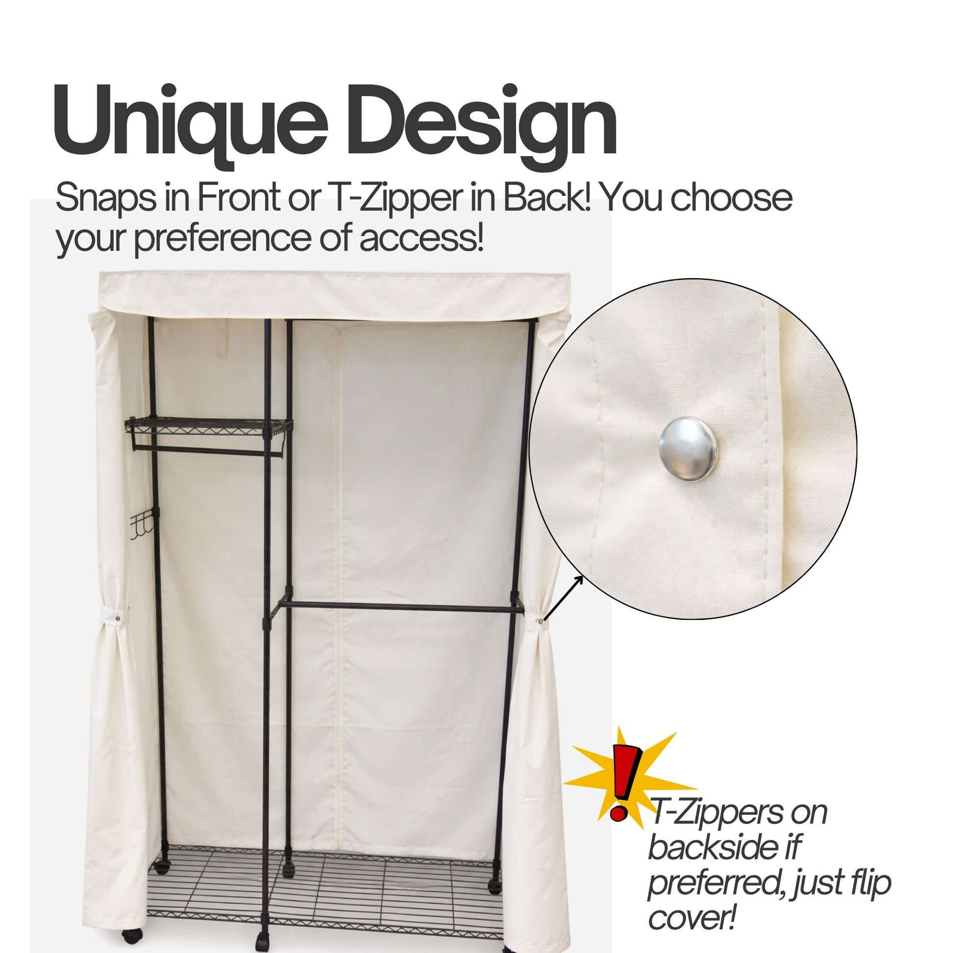 Portable Garment Rack Cover 48"W x 18"D x 75"H Off-White - Formosa Covers