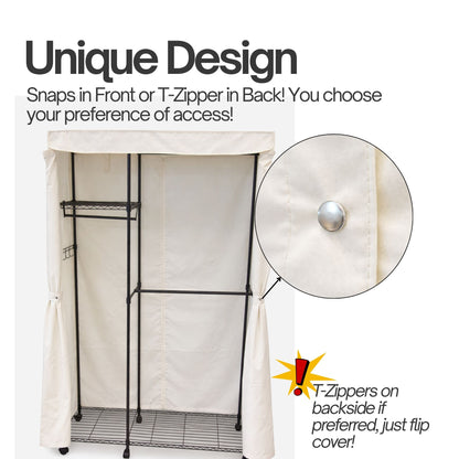 Portable Garment Rack Cover 48"W x 18"D x 75"H Off-White - Formosa Covers