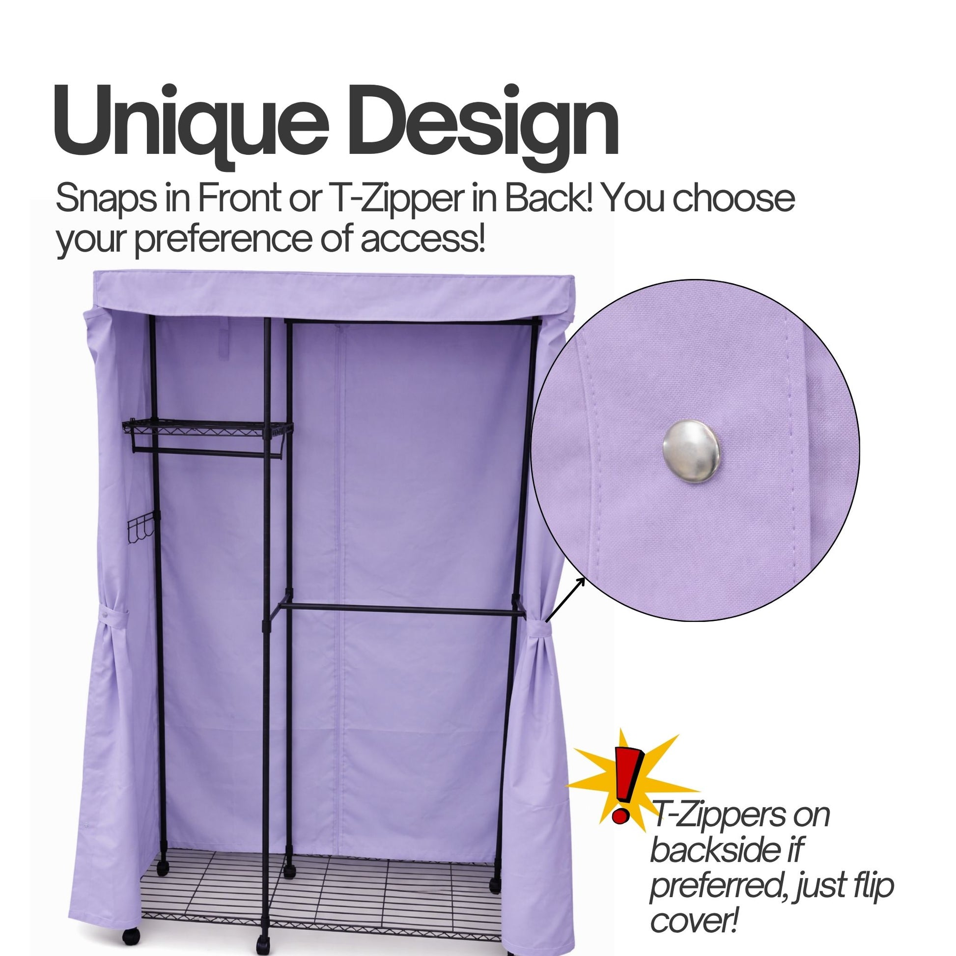 Portable Garment Rack Cover 36"W x 18"D x 68"H Lilac Purple - Formosa Covers