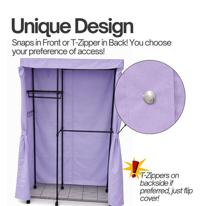 Portable Garment Rack Cover 48"W x 18"D x 75"H Lilac Purple - Formosa Covers