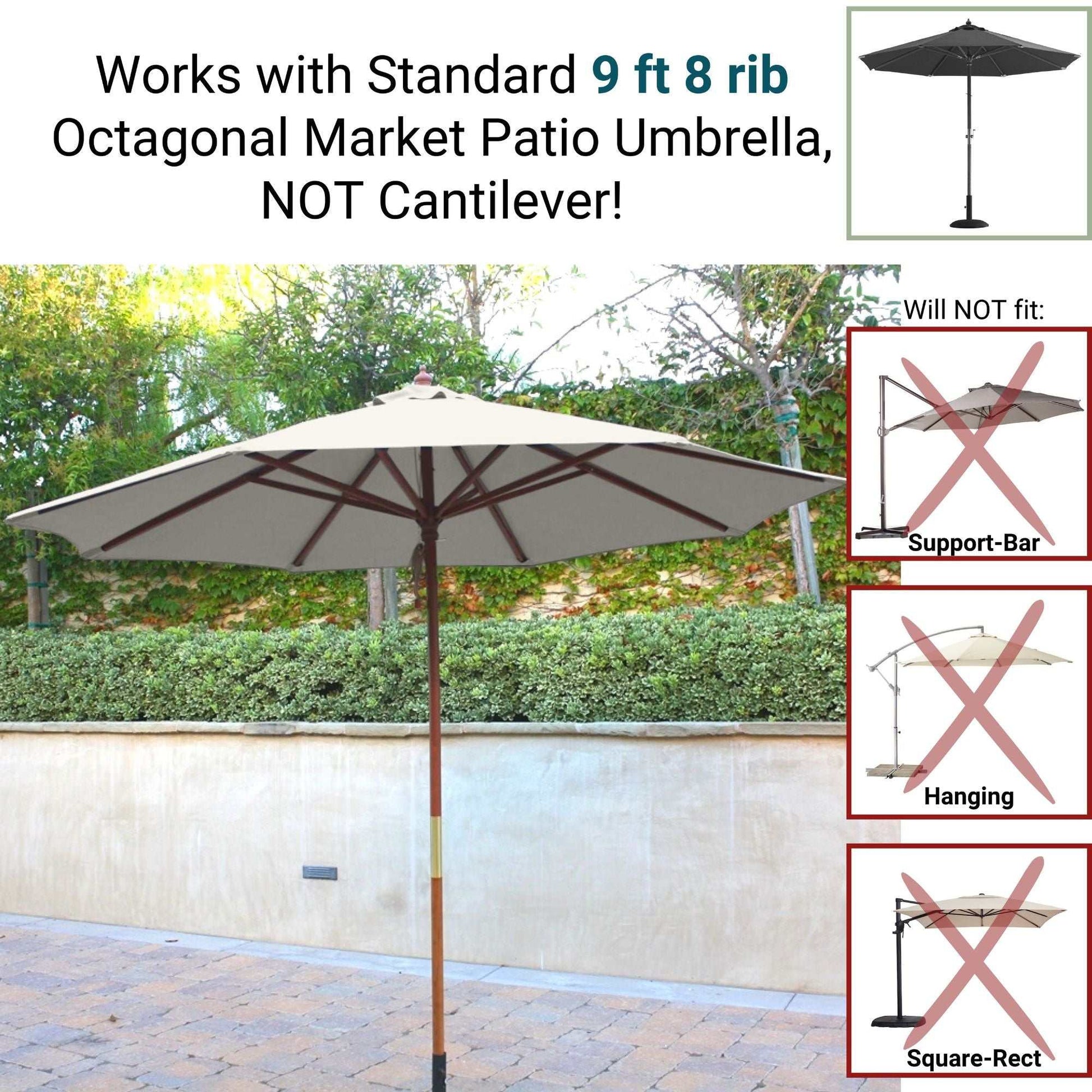 9ft Market Patio Umbrella 8 Rib Replacement Canopy Off-White
