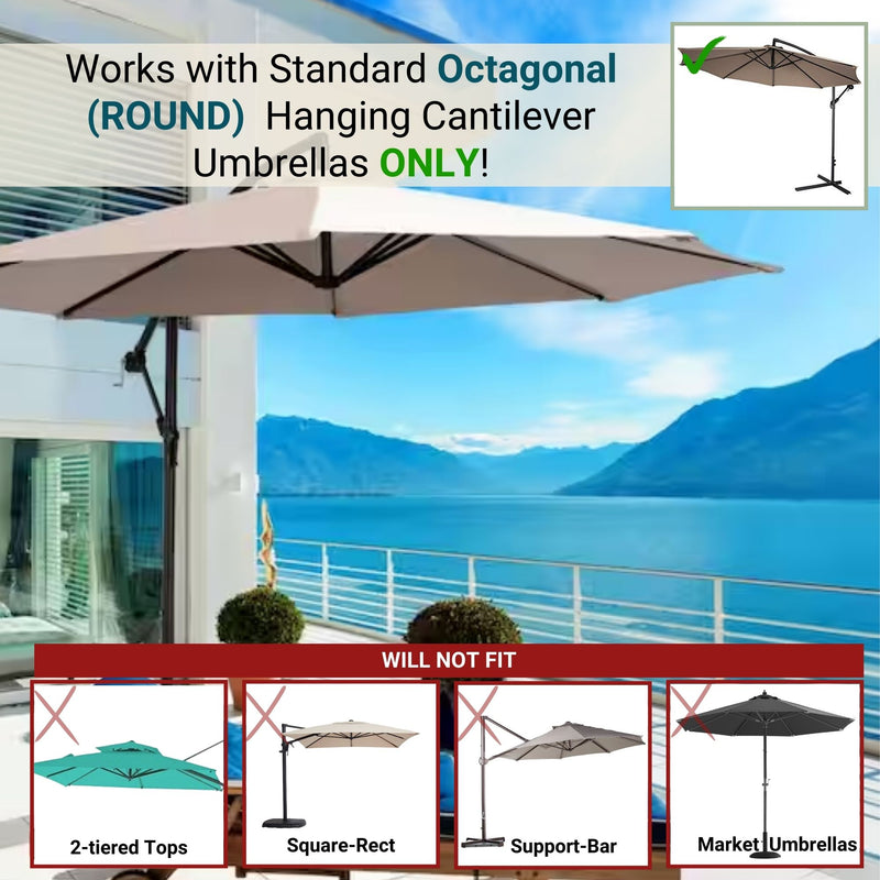 11ft Cantilever Hanging Umbrella 8 Rib Replacement Canopy Taupe