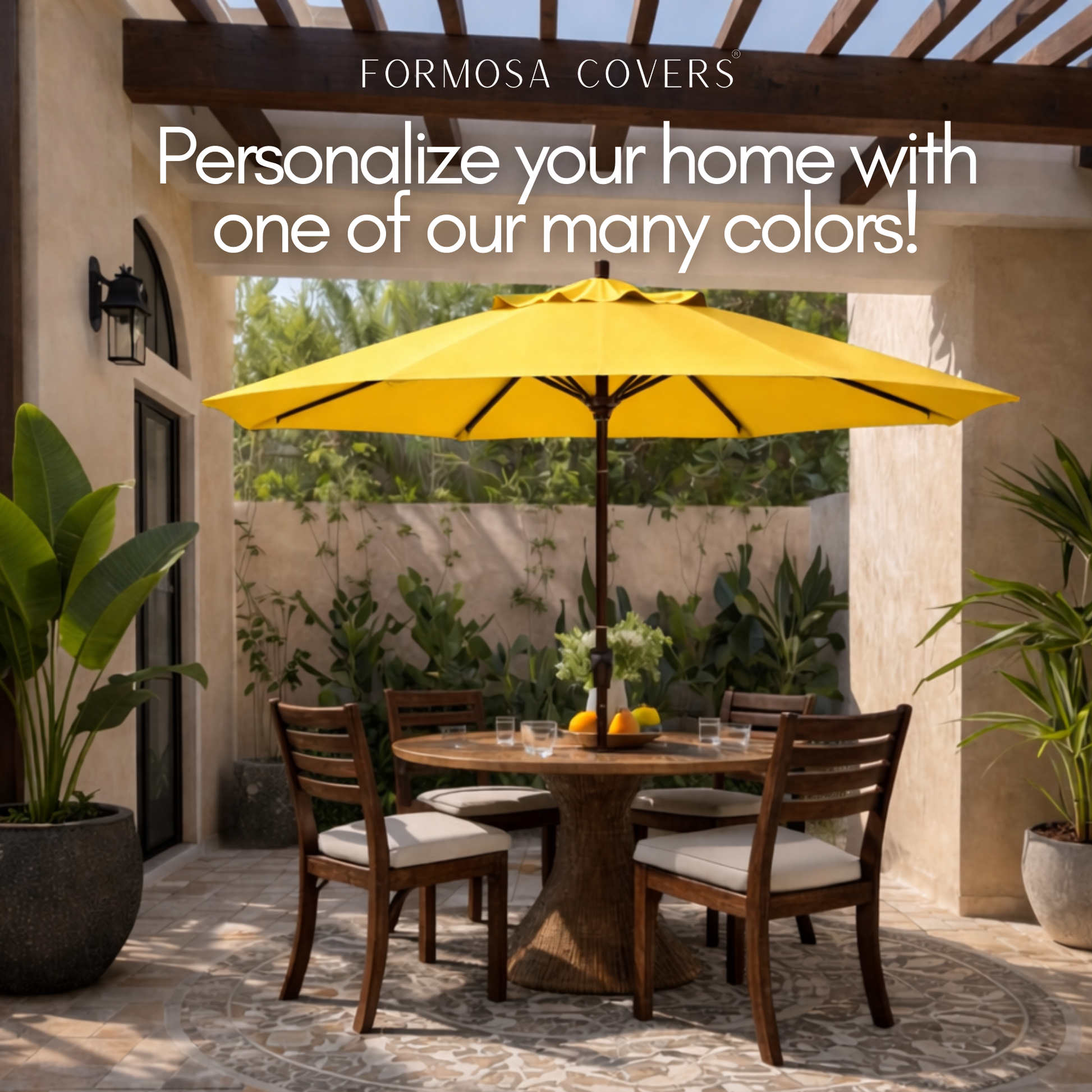 9ft Market Patio Umbrella 8 Rib Replacement Canopy Yellow Olefin - Formosa Covers