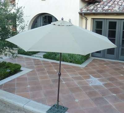 9ft Aluminum Patio Garden Market Umbrella with Crank and Tilt Mechanism Taupe - Formosa Covers