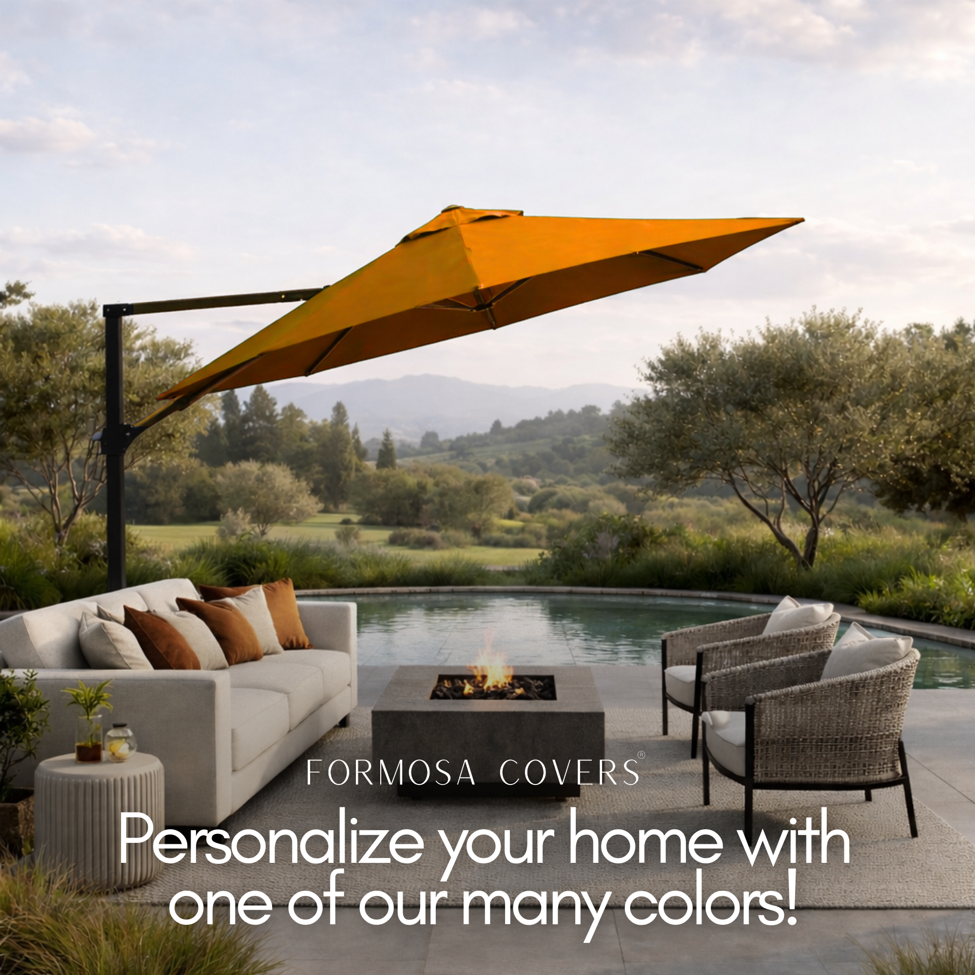 11 ft Cantilever Umbrella Replacement Canopy Supported Bar 8 Ribs Tuscan Orange - Formosa Covers