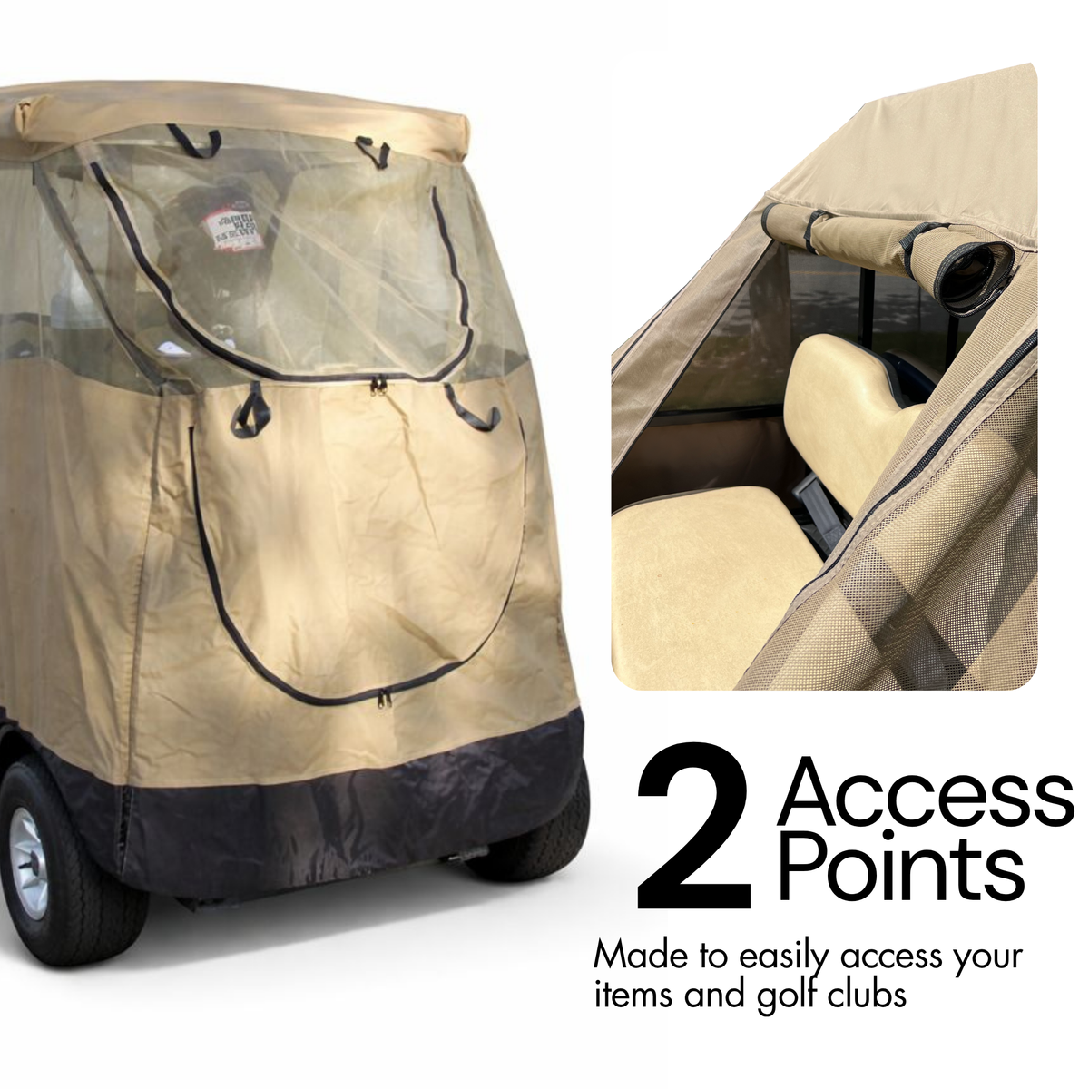 2 Passenger Golf Cart Mesh Driving Enclosure Cover with Mosquito Netting - Formosa Covers