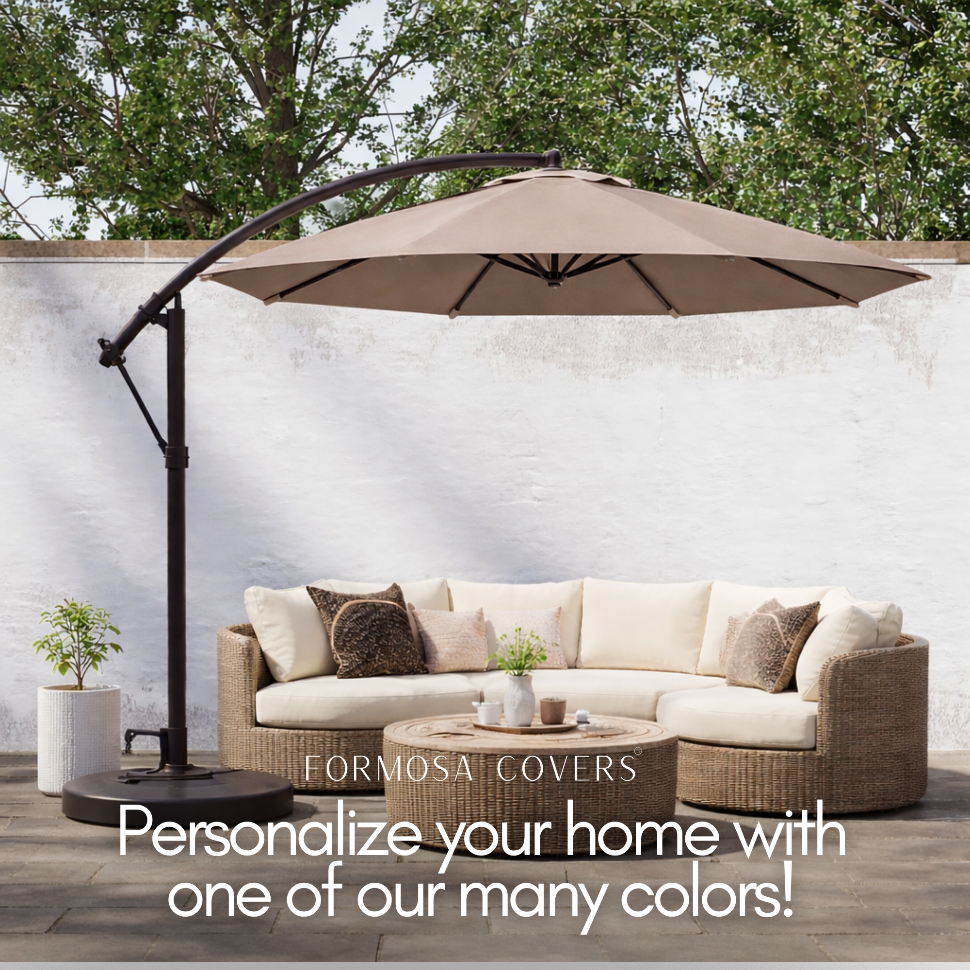 10ft Cantilever Hanging Umbrella 8 Rib Replacement Canopy Taupe - Formosa Covers