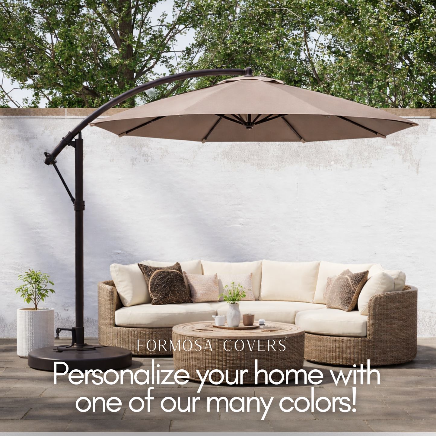 Formosa Covers Formosa Replacement Umbrella Canopy for 11 ft 8 Rib Hanging Offset Cantilever Market Outdoor - Fits Home Depot Hampton Bay