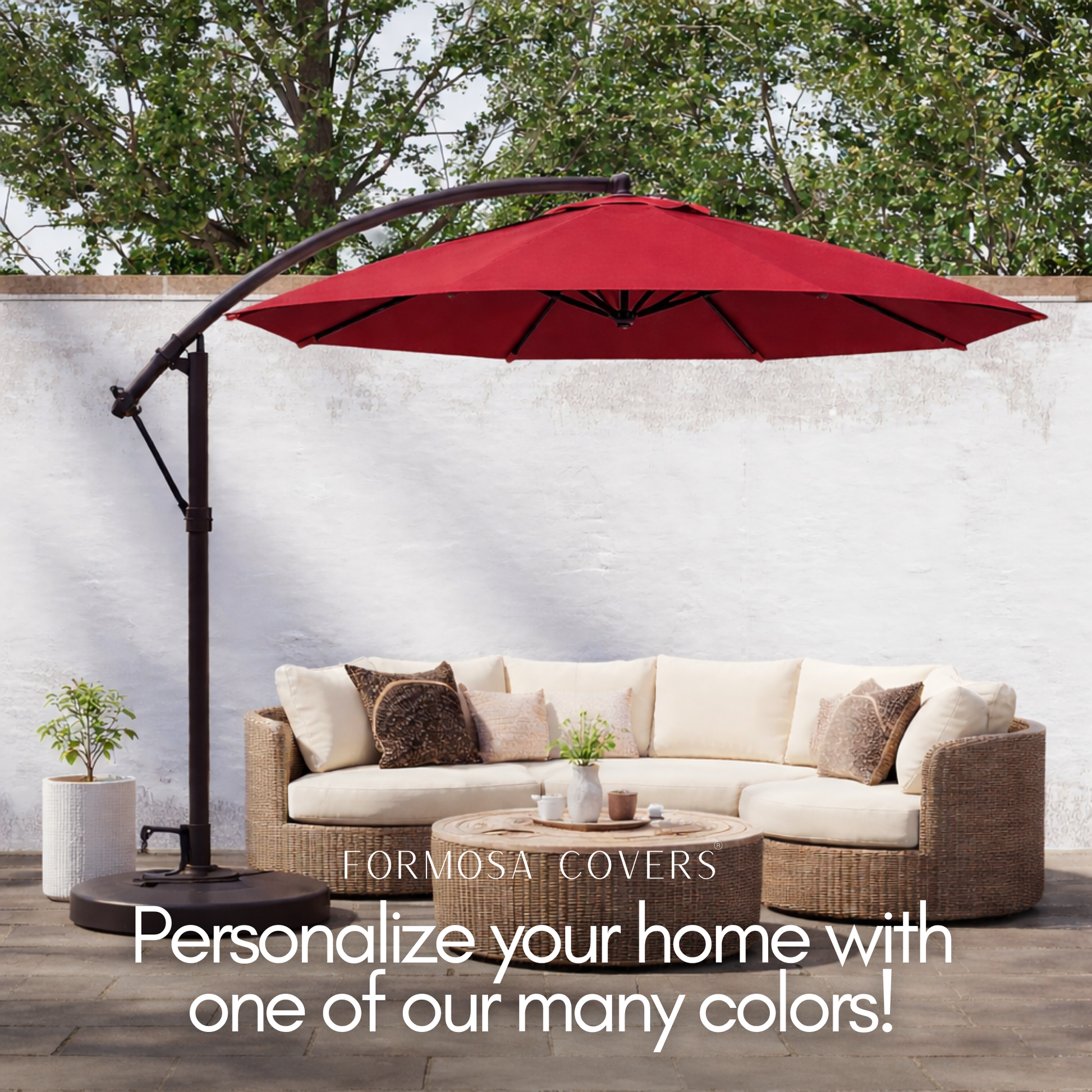 11ft Cantilever Hanging Umbrella 8 Rib Replacement Canopy Red - Formosa Covers