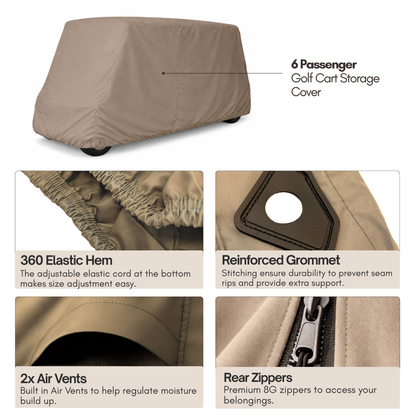 6 Passenger Golf Cart Storage Cover Taupe - Formosa Covers