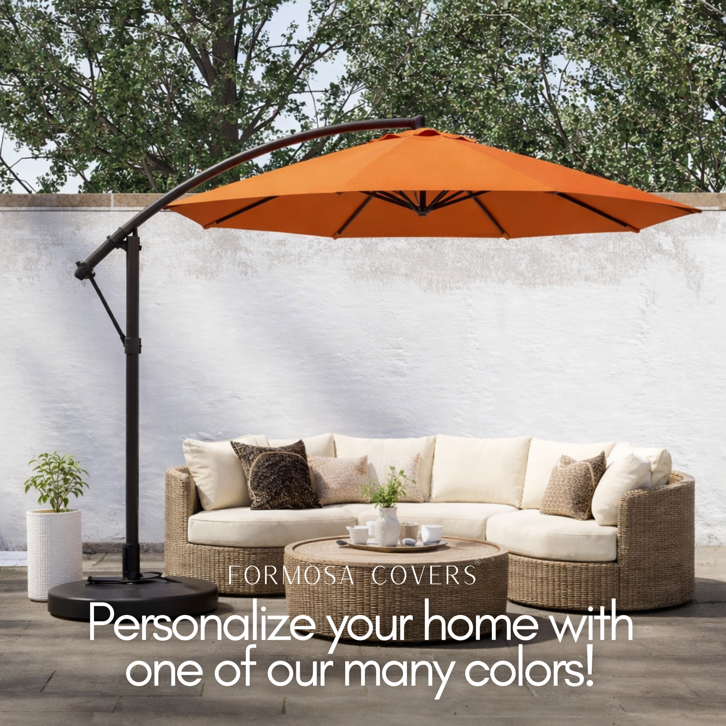 11ft Cantilever Hanging Umbrella 8 Rib Replacement Canopy Tuscan Orange - Formosa Covers