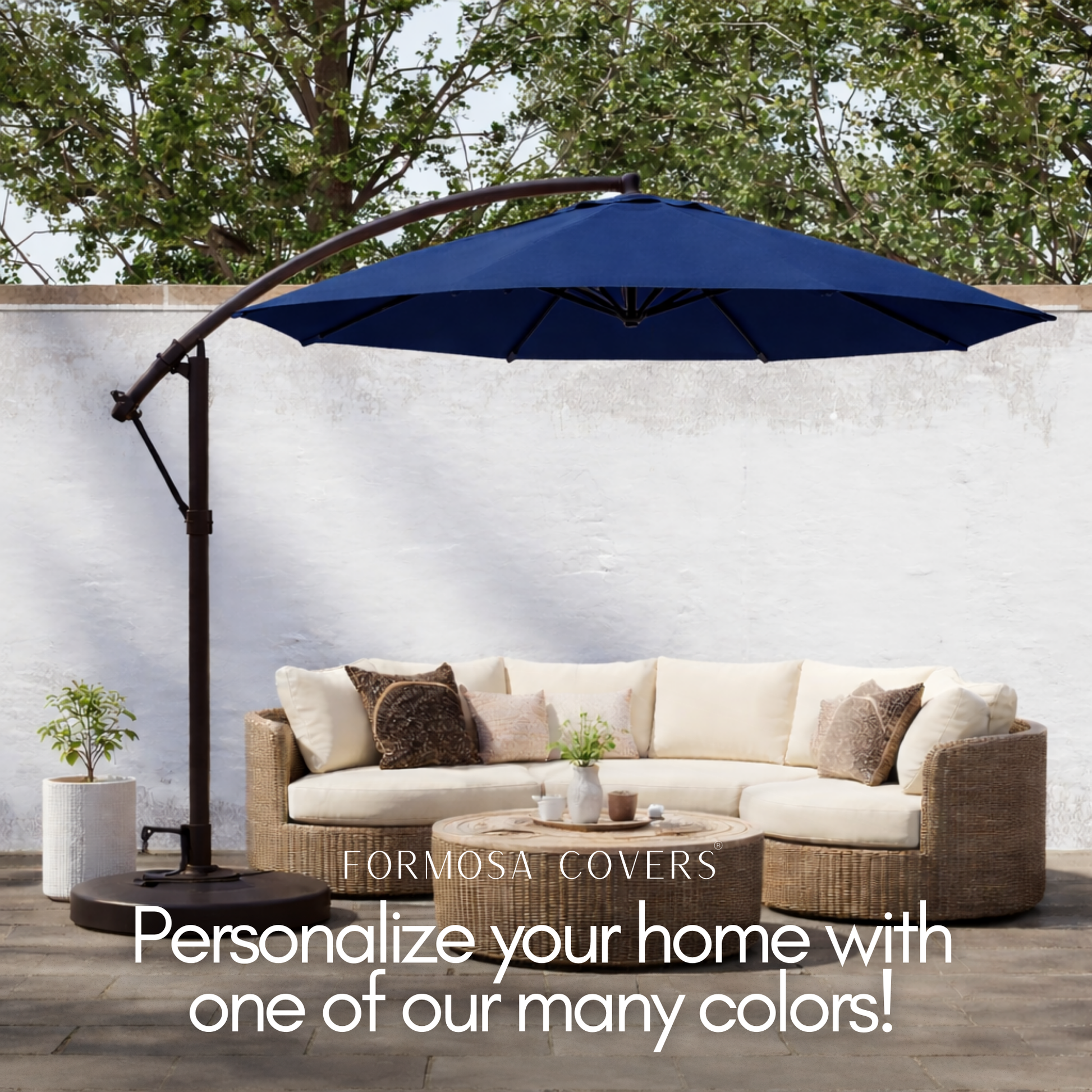 11ft Cantilever Hanging Umbrella 8 Rib Replacement Canopy Navy Olefin - Formosa Covers