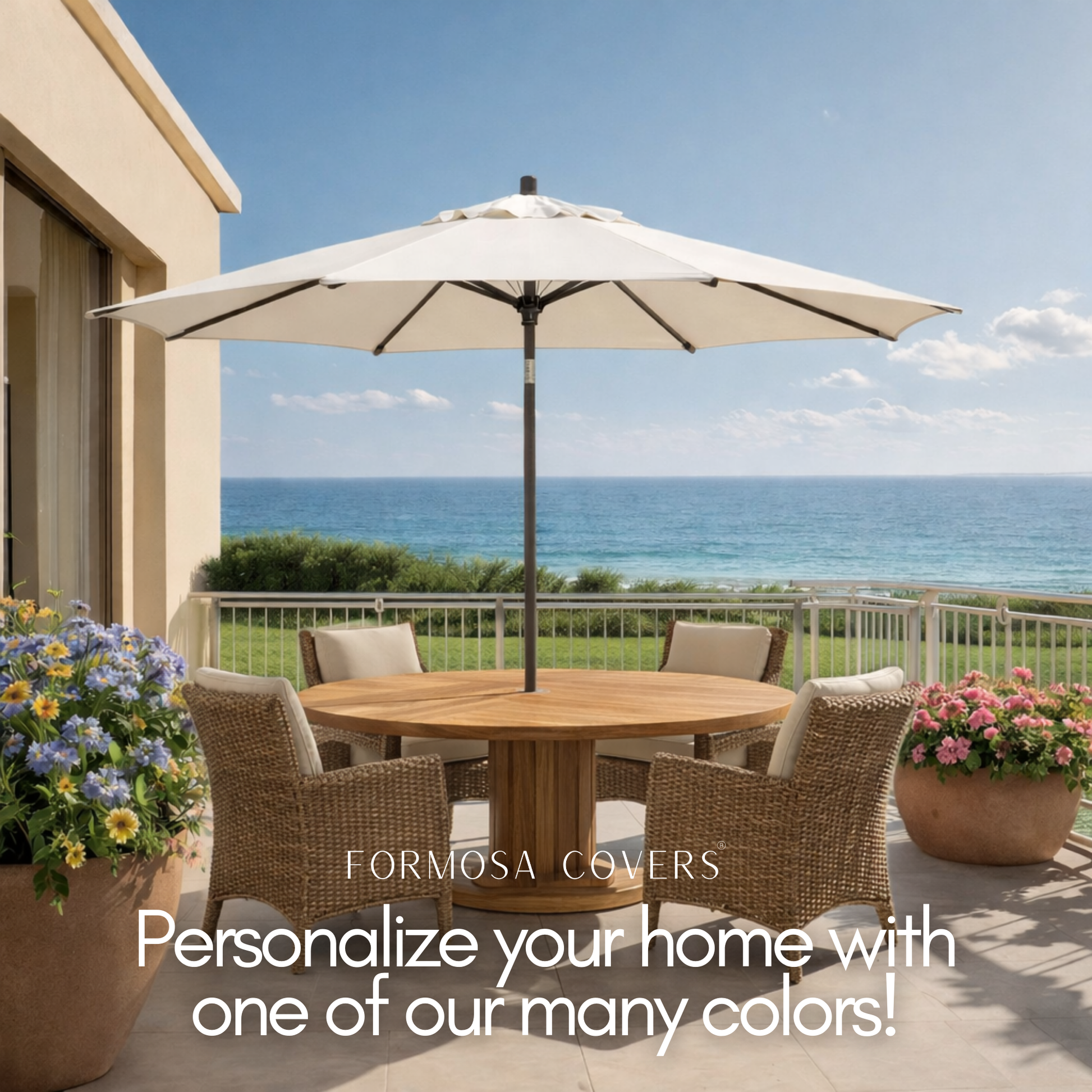 9ft Market Patio Umbrella 8 Rib Replacement Canopy Ivory Off-White - Formosa Covers