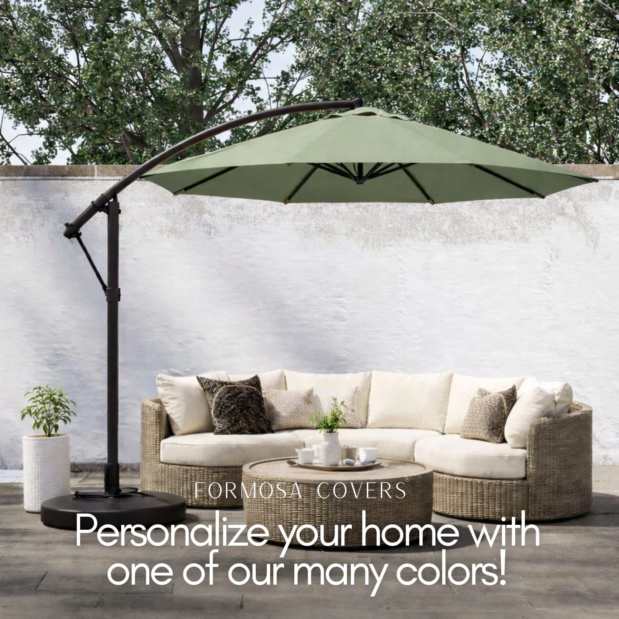 11ft Cantilever Hanging Umbrella 8 Rib Replacement Canopy Sage Green