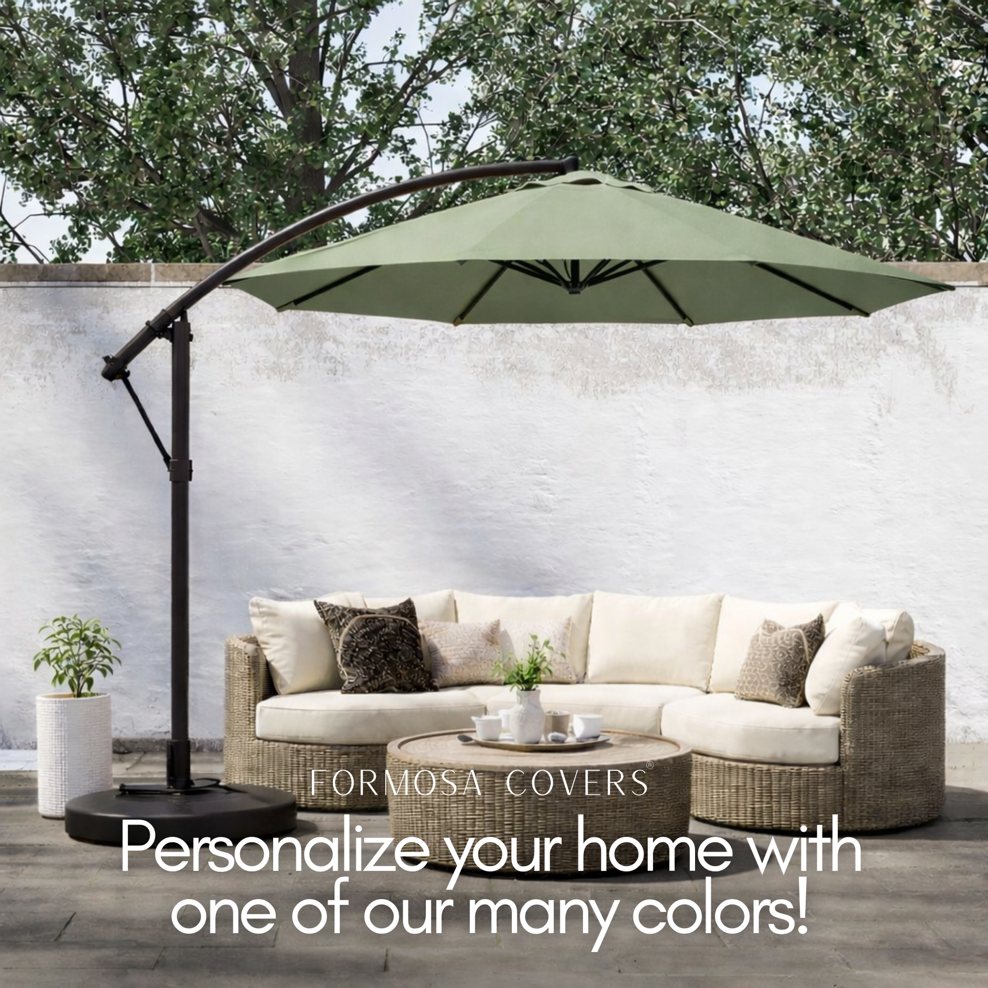 11ft Cantilever Hanging Umbrella 8 Rib Replacement Canopy Sage Green