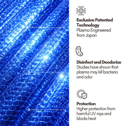 Plasma coated car windshield sun shade blocking UV rays for large vans, RVs, and trucks