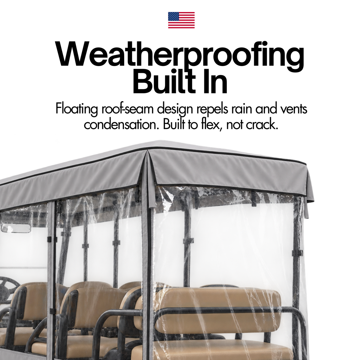 6 Passenger Driving Enclosure Golf Cart Cover fits EZGO 4+2 Bench - Formosa Covers